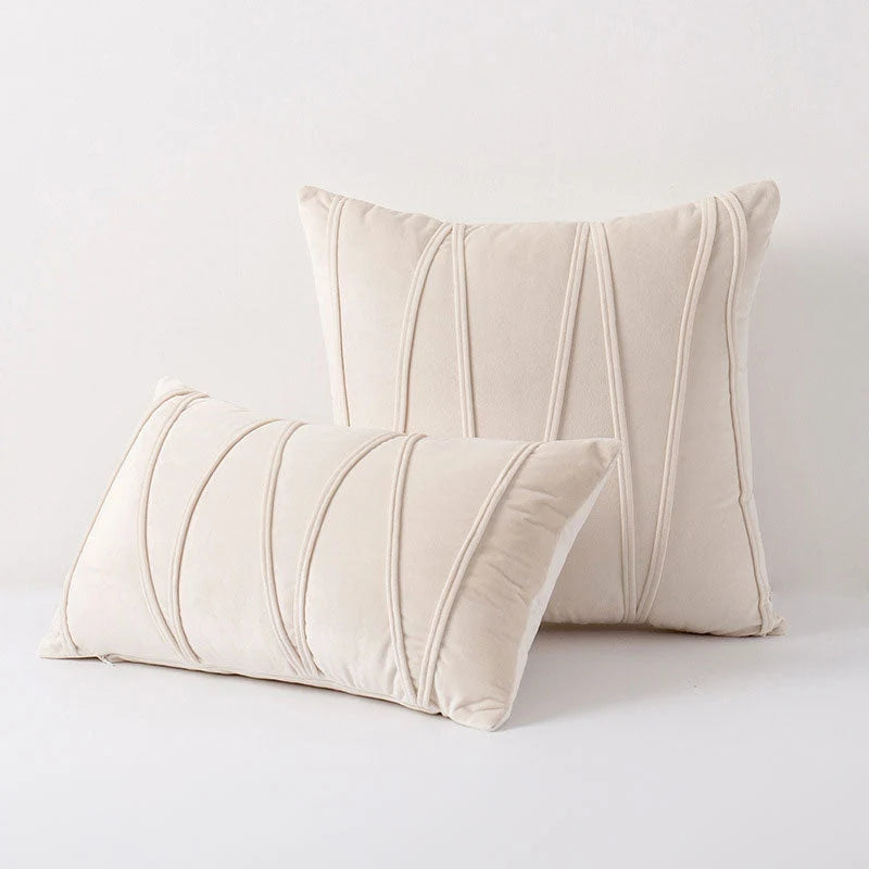 Throw Pillow Geometric Pleated Velour Removable Cover