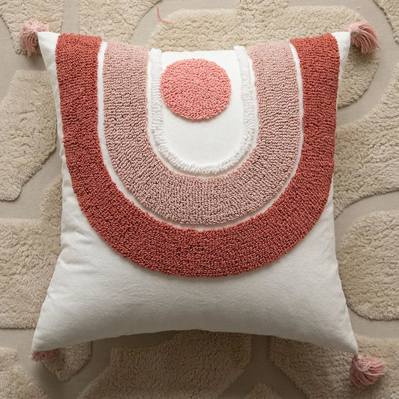 Throw Pillow Hand-Tufted Loop Pile Cotton Removable Cover