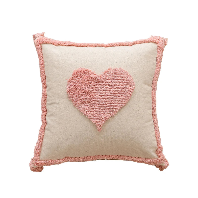 Throw Pillow Hand-Tufted Loop Pile Cotton Removable Cover