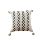 Throw Pillow Handwoven Cotton Textured Diamond Tassel Corners