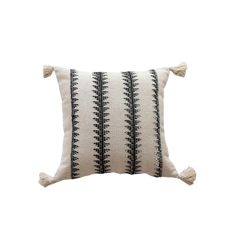 Throw Pillow Handwoven Cotton Textured Diamond Tassel Corners