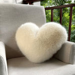Throw Pillow Heart-Shaped Plush Faux Fur Machine Washable