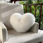 Throw Pillow Heart-Shaped Plush Faux Fur Machine Washable