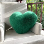 Throw Pillow Heart-Shaped Plush Faux Fur Machine Washable
