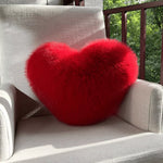 Throw Pillow Heart-Shaped Plush Faux Fur Machine Washable