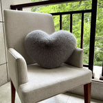 Throw Pillow Heart-Shaped Plush Faux Fur Machine Washable