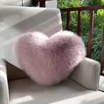 Throw Pillow Heart-Shaped Plush Faux Fur Machine Washable