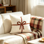 Throw Pillow High-Pile Polyester Embroidered Bow Removable Cover