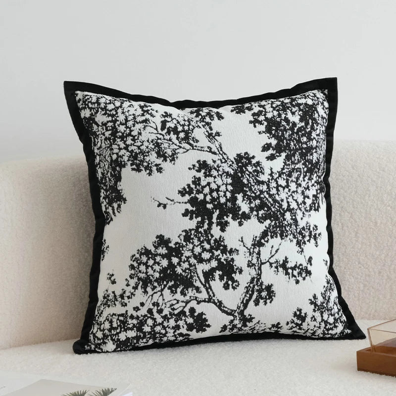 Throw Pillow Jacquard Tree Motif Removable Cover