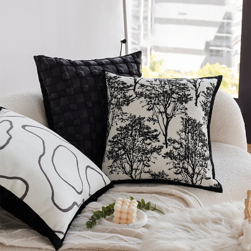 Throw Pillow Jacquard Tree Motif Removable Cover