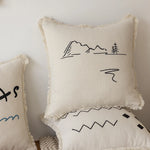 Throw Pillow Linen-Blend Embroidered Coastal 18 Inch