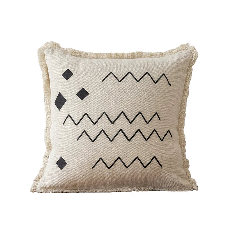 Throw Pillow Linen-Blend Embroidered Coastal 18 Inch