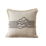 Throw Pillow Linen-Blend Embroidered Coastal 18 Inch