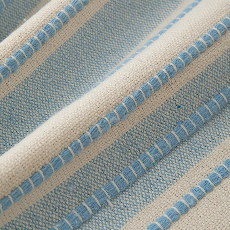 Throw Pillow Linen-Look Striped Fringed