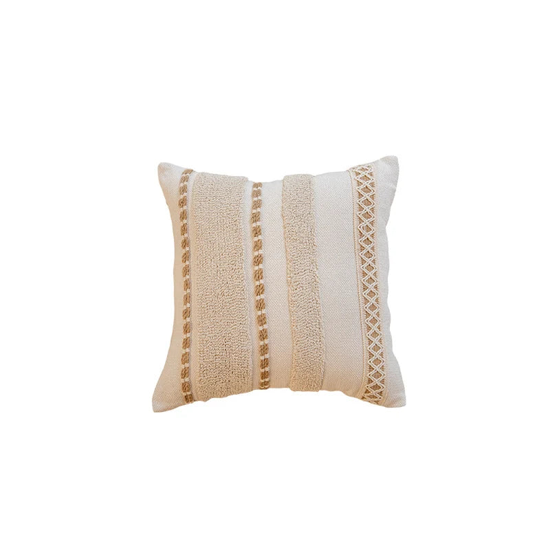 Throw Pillow Macramé Trim & Fringe Removable Cover