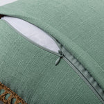 Throw Pillow Pair Linen-Look Braided Fringe Plush Fill