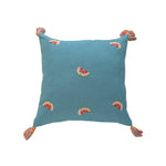 Throw Pillow Pineapple Embroidery & Multicolor Tassels
