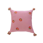 Throw Pillow Pineapple Embroidery & Multicolor Tassels