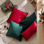 Throw Pillow Plush Velvet Contrast Piped Edge Removable Insert