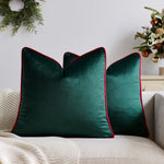 Throw Pillow Plush Velvet Contrast Piped Edge Removable Insert