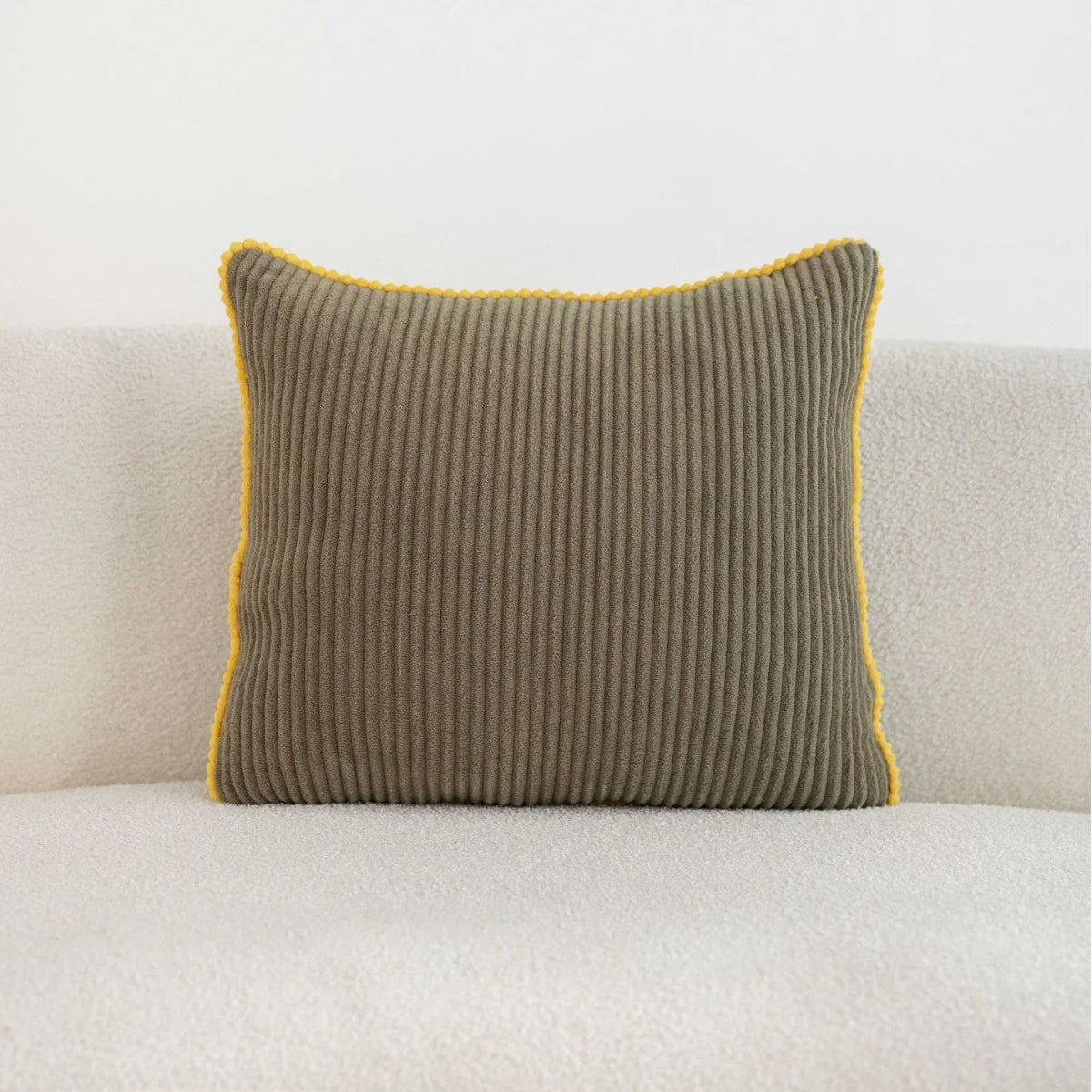 Throw Pillow Ribbed Corduroy Scalloped Edge Hidden Zipper