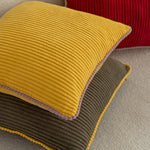 Throw Pillow Ribbed Corduroy Scalloped Edge Hidden Zipper