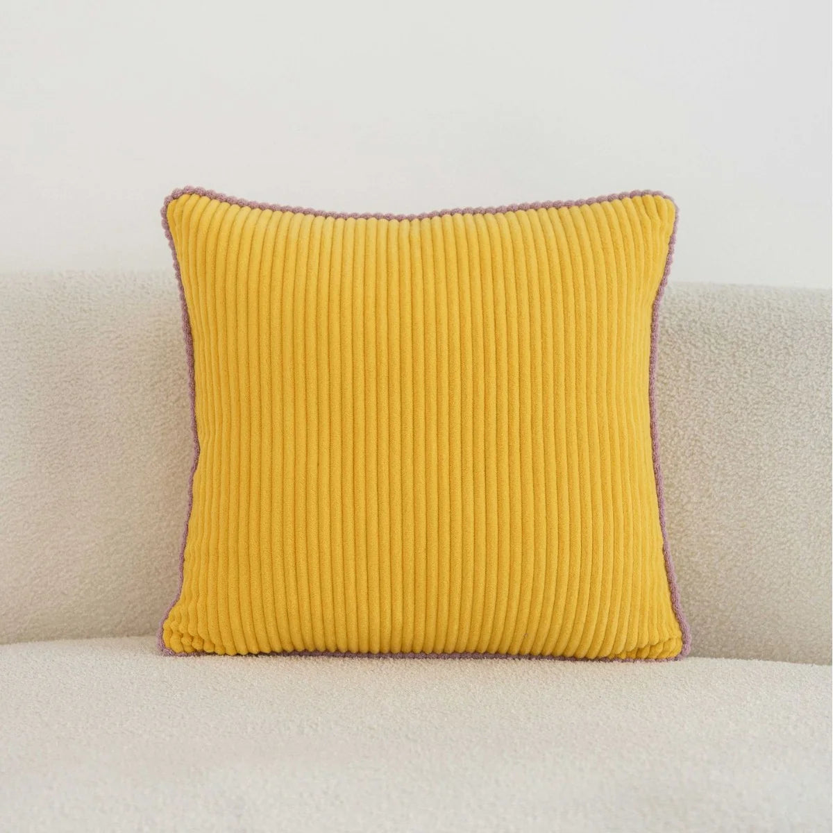 Throw Pillow Ribbed Corduroy Scalloped Edge Hidden Zipper