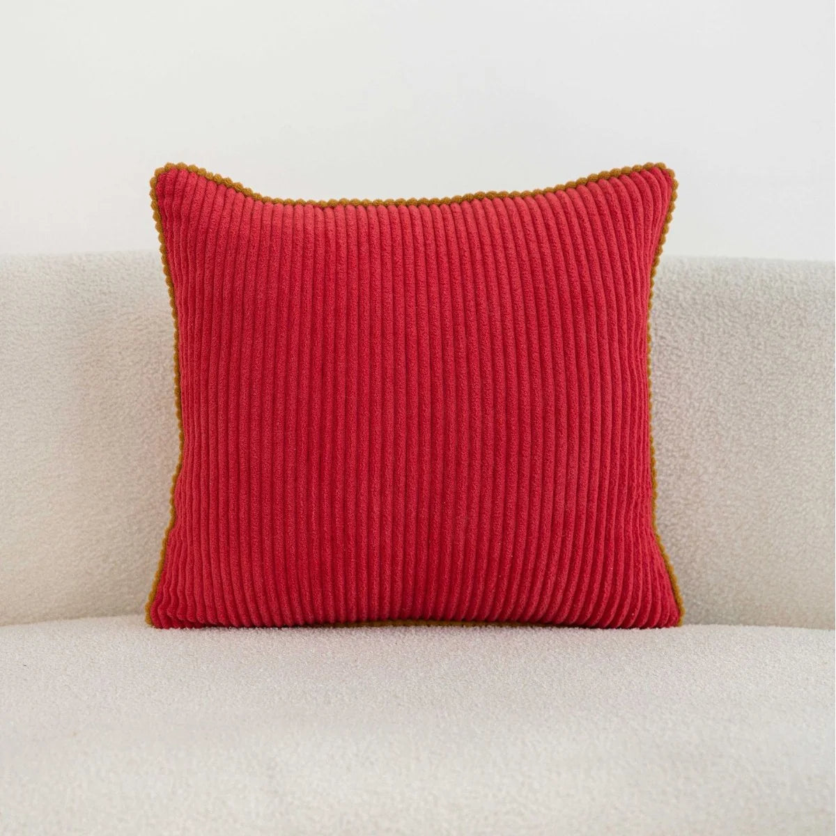 Throw Pillow Ribbed Corduroy Scalloped Edge Hidden Zipper
