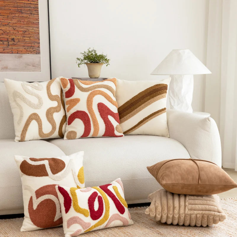 Throw Pillow Ribbed Grid Plush Faux Fur
