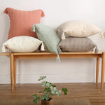 Throw Pillow Set Chenille Texture Tassels Removable Covers