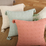 Throw Pillow Set Chenille Texture Tassels Removable Covers