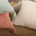 Throw Pillow Set Chenille Texture Tassels Removable Covers