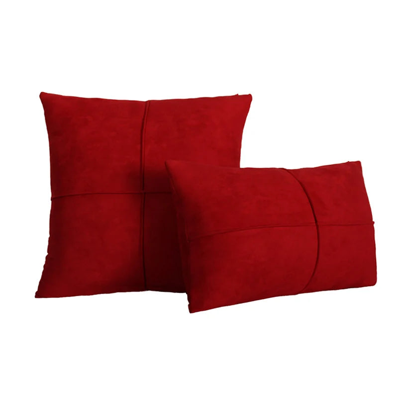 Throw Pillow Set Plush Suede-Look Cross-Seam & Removable Covers