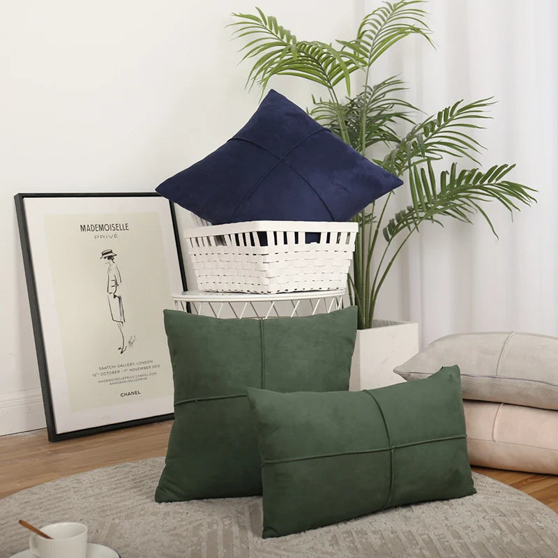Throw Pillow Set Plush Suede-Look Cross-Seam & Removable Covers