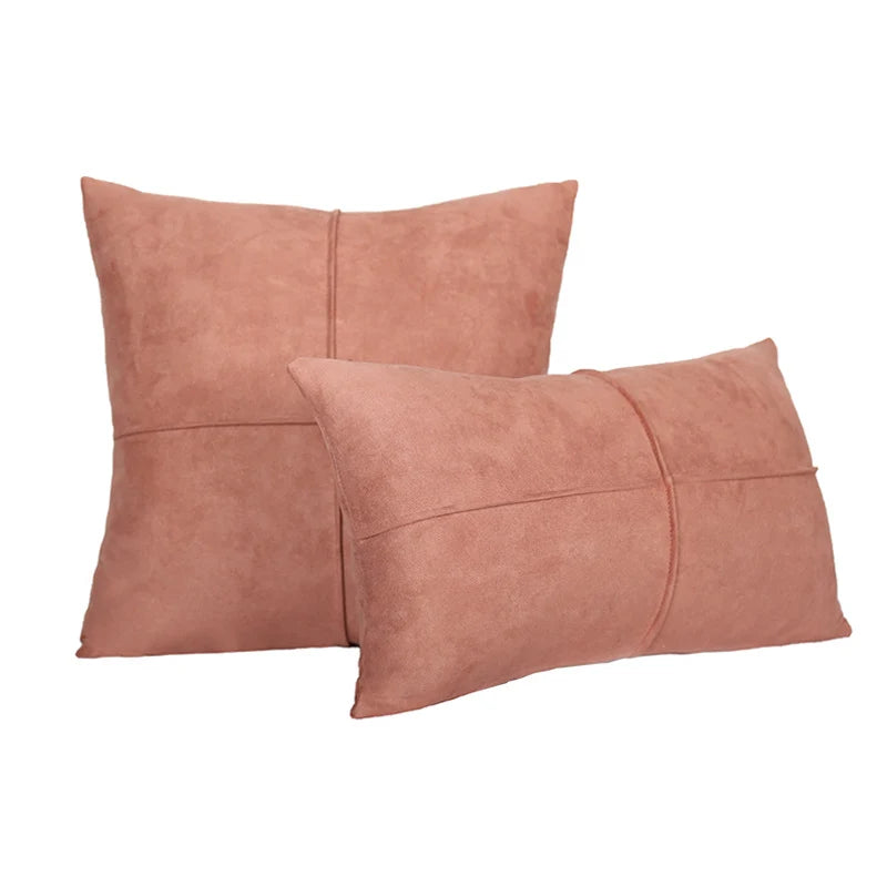 Throw Pillow Set Plush Suede-Look Cross-Seam & Removable Covers