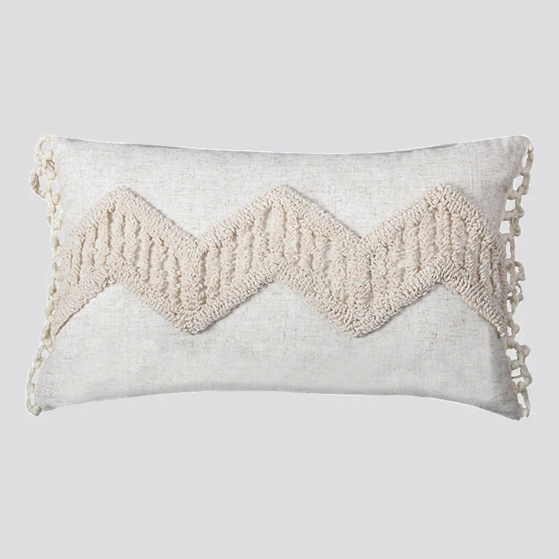 Throw Pillow Set Tufted Embroidery Tassels Mixed Lumbar & Square