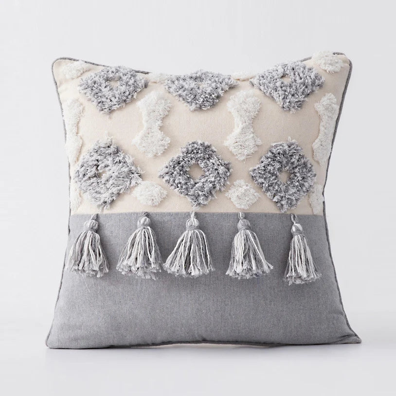 Throw Pillow Set Tufted Embroidery Tassels Mixed Lumbar & Square