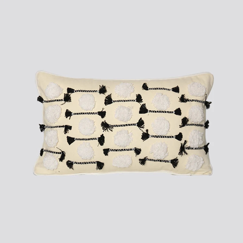 Throw Pillow Set Tufted Embroidery Tassels Mixed Lumbar & Square