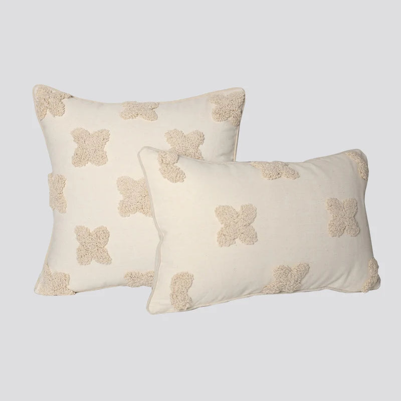 Throw Pillow Set Tufted Embroidery Tassels Mixed Lumbar & Square