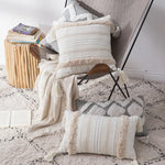 Throw Pillow Set Tufted Embroidery Tassels Mixed Lumbar & Square
