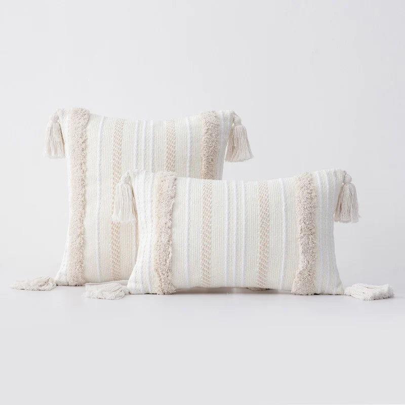 Throw Pillow Set Tufted Embroidery Tassels Mixed Lumbar & Square