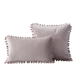 Throw Pillow Set Velvet Pom-Pom Fringe Hidden Zipper Closure