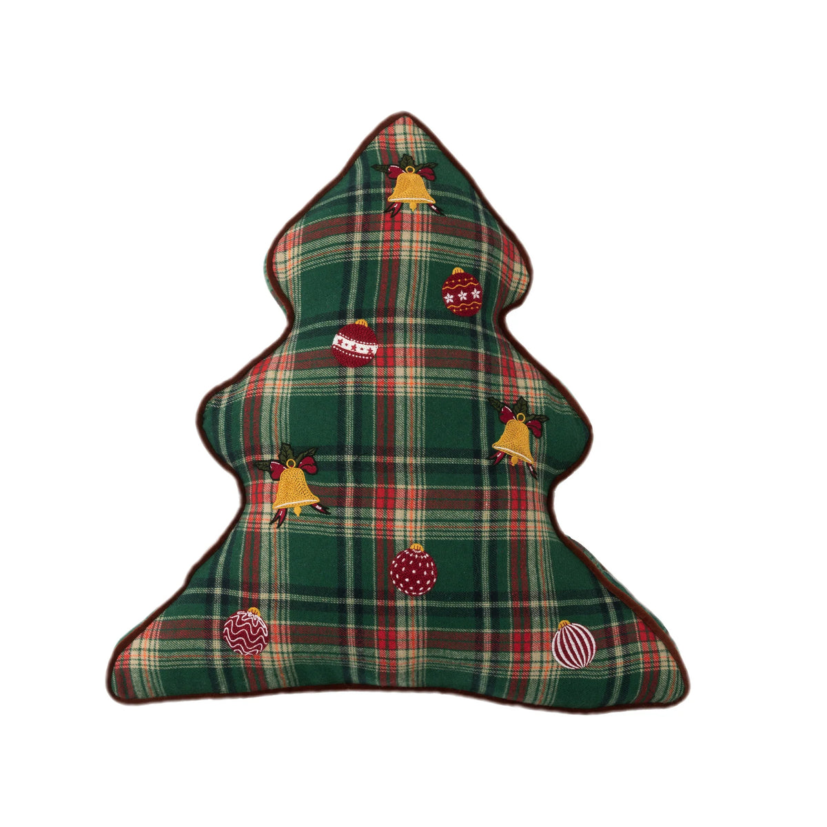 Throw Pillow Tartan Plaid Faux Fur Trim Shape-Retaining Filling