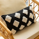 Throw Pillow Tufted Diamond Texture Tassel Corners & Removable Cover