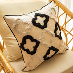 Throw Pillow Tufted Diamond Texture Tassel Corners & Removable Cover