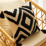 Throw Pillow Tufted Diamond Texture Tassel Corners & Removable Cover
