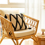 Throw Pillow Tufted Diamond Texture Tassel Corners & Removable Cover
