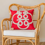 Throw Pillow Tufted Monogram & Tassel Trim