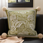 Throw Pillow Velvet Embroidered Bird & Botanical Removable Cover
