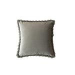 Throw Pillow Velvet-Look Pom-Pom Border Removable Concealed-Zip Cover